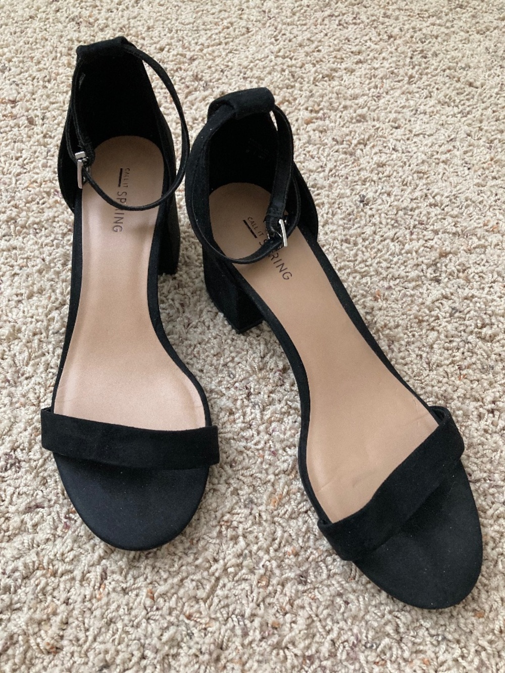 Black Ankle Strap block heel sandals